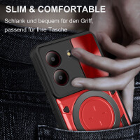 Outdoor Panzer Hülle für ZTE Blade A34 / A54 Handyhülle mit Slide Kameraschutz Ringhalter Bumper in Rot