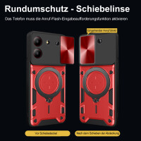Outdoor Panzer Hülle für ZTE Blade A34 / A54 Handyhülle mit Slide Kameraschutz Ringhalter Bumper in Rot