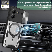 Outdoor Panzer Hülle für ZTE Blade A34 / A54 Handyhülle mit Slide Kameraschutz Ringhalter Bumper in Silber