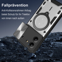 Outdoor Panzer Hülle für ZTE Blade A34 / A54 Handyhülle mit Slide Kameraschutz Ringhalter Bumper in Silber