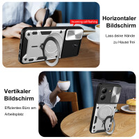 Outdoor Panzer Hülle für ZTE Blade A34 / A54 Handyhülle mit Slide Kameraschutz Ringhalter Bumper in Silber