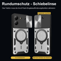 Outdoor Panzer Hülle für ZTE Blade A34 / A54 Handyhülle mit Slide Kameraschutz Ringhalter Bumper in Silber