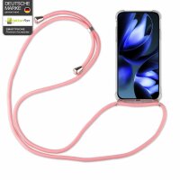 Handykette für Google Pixel 9A Serie Handyhülle mit Band Hülle Kordel Bumper in Rosa