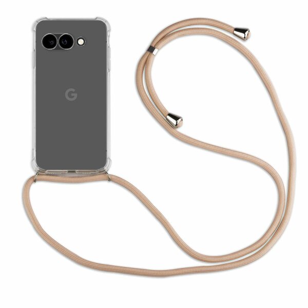 Handykette für Google Pixel 9A Serie Handyhülle mit Band Hülle Kordel Bumper in Beige / Braun