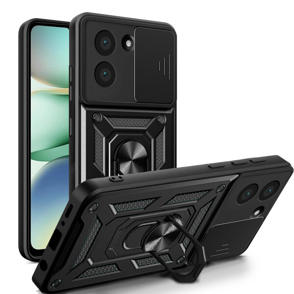 Outdoor Panzer Hülle für Xiaomi Redmi A5 Handyhülle mit Kameraschutz Ringhalter Case in Schwarz
