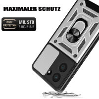 Outdoor Panzer Hülle für Xiaomi Redmi A5 Handyhülle mit Kameraschutz Ringhalter Case in Silber