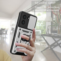 Outdoor Panzer Hülle für Xiaomi Redmi A5 Handyhülle mit Kameraschutz Ringhalter Case in Silber