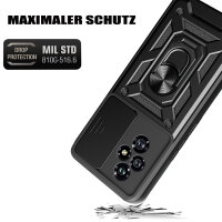 Outdoor Panzer Hülle für Honor 200 Handyhülle mit Slide Kameraschutz Ringhalter in Schwarz