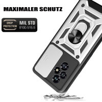 Outdoor Panzer Hülle für Honor 200 Handyhülle mit Slide Kameraschutz Ringhalter in Silber