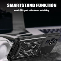 Outdoor Panzer Hülle für Honor 200 Pro Handyhülle mit Slide Kameraschutz Ringhalter in Schwarz