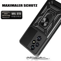 Outdoor Panzer Hülle für Honor 200 Pro Handyhülle mit Slide Kameraschutz Ringhalter in Schwarz