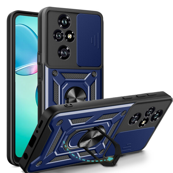 Outdoor Panzer Hülle für Honor 200 Pro Handyhülle mit Slide Kameraschutz Ringhalter in Blau