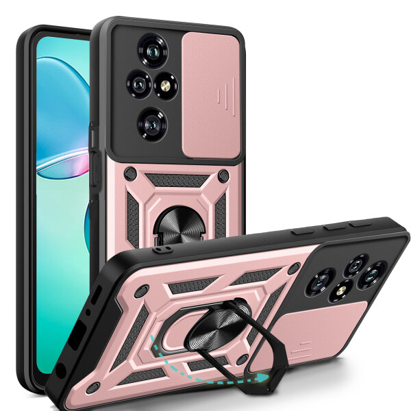 Outdoor Panzer Hülle für Honor 200 Pro Handyhülle mit Slide Kameraschutz Ringhalter in Rosegold
