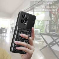 Outdoor Panzer Hülle für Honor 200 Lite Handyhülle mit Slide Kameraschutz Ringhalter in Schwarz
