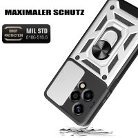 Outdoor Panzer Hülle für Honor 200 Lite Handyhülle mit Slide Kameraschutz Ringhalter in Silber