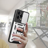 Outdoor Panzer Hülle für Honor 200 Lite Handyhülle mit Slide Kameraschutz Ringhalter in Silber