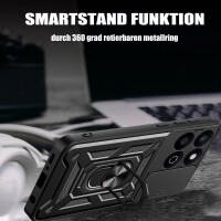 Outdoor Panzer Hülle für Honor 200 Smart Handyhülle mit Slide Kameraschutz Ringhalter in Schwarz