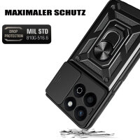 Outdoor Panzer Hülle für Honor 200 Smart Handyhülle mit Slide Kameraschutz Ringhalter in Schwarz