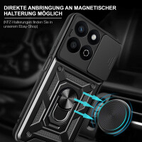 Outdoor Panzer Hülle für Honor 200 Smart Handyhülle mit Slide Kameraschutz Ringhalter in Schwarz