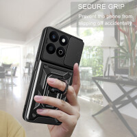 Outdoor Panzer Hülle für Honor 200 Smart Handyhülle mit Slide Kameraschutz Ringhalter in Schwarz