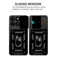 Outdoor Panzer Hülle für Honor 200 Smart Handyhülle mit Slide Kameraschutz Ringhalter in Schwarz