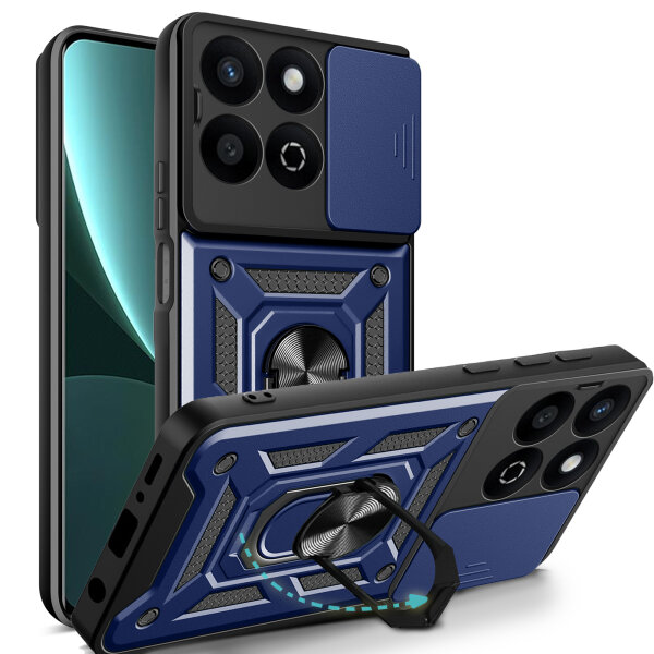 Outdoor Panzer Hülle für Honor 200 Smart Handyhülle mit Slide Kameraschutz Ringhalter in Blau