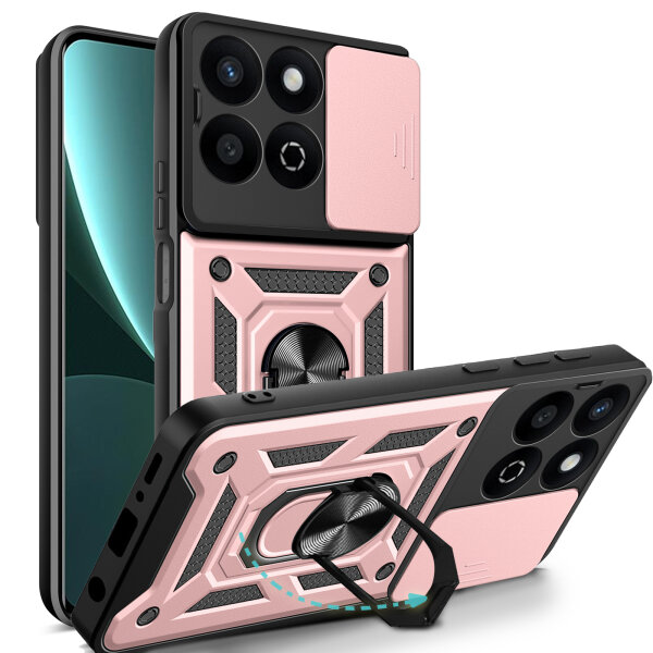 Outdoor Panzer Hülle für Honor 200 Smart Handyhülle mit Slide Kameraschutz Ringhalter in Rosegold