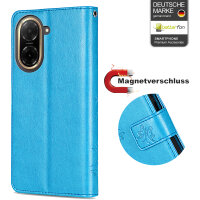 Handy Tasche für Xiaomi Redmi A5 Handyhülle Blumen Hülle Wallet Case Flipcover in Blau