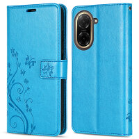 Handy Tasche für Xiaomi Redmi A5 Handyhülle Blumen Hülle Wallet Case Flipcover in Blau