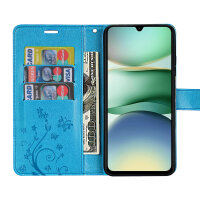 Handy Tasche für Xiaomi Redmi A5 Handyhülle Blumen Hülle Wallet Case Flipcover in Blau
