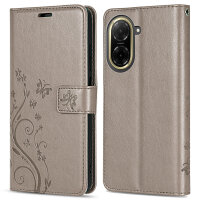 Handy Tasche für Xiaomi Redmi A5 Handyhülle Blumen Hülle Wallet Case Flipcover in Grau