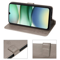 Handy Tasche für Xiaomi Redmi A5 Handyhülle Blumen Hülle Wallet Case Flipcover in Grau