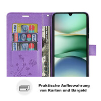 Handy Tasche für Xiaomi Redmi A5 Handyhülle Blumen Hülle Wallet Case Flipcover in Lila