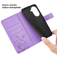 Handy Tasche für Xiaomi Redmi A5 Handyhülle Blumen Hülle Wallet Case Flipcover in Lila