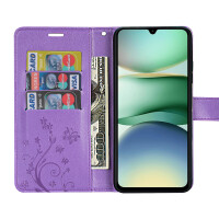 Handy Tasche für Xiaomi Redmi A5 Handyhülle Blumen Hülle Wallet Case Flipcover in Lila