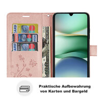 Handy Tasche für Xiaomi Redmi A5 Handyhülle Blumen Hülle Wallet Case Flipcover in Rosegold