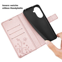 Handy Tasche für Xiaomi Redmi A5 Handyhülle Blumen Hülle Wallet Case Flipcover in Rosegold