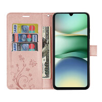 Handy Tasche für Xiaomi Redmi A5 Handyhülle Blumen Hülle Wallet Case Flipcover in Rosegold