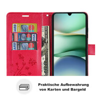 Handy Tasche für Xiaomi Redmi A5 Handyhülle Blumen Hülle Wallet Case Flipcover in Rot