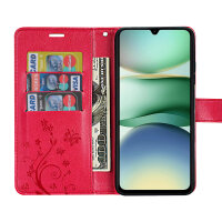 Handy Tasche für Xiaomi Redmi A5 Handyhülle Blumen Hülle Wallet Case Flipcover in Rot