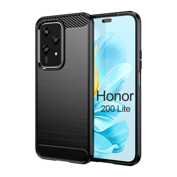 Carbon Hülle für Honor 200 Lite  Handyhülle Backcover TPU Silikon Bumper