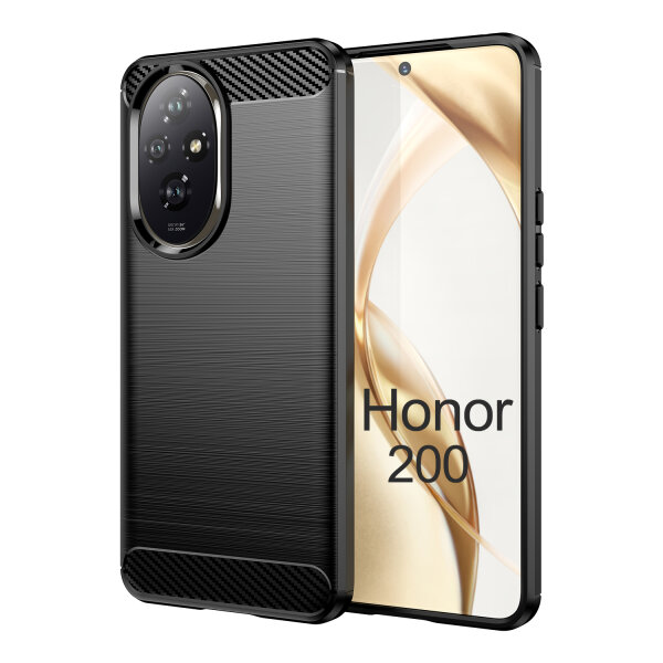 Carbon Hülle für Honor 200  Handyhülle Backcover TPU Silikon Bumper