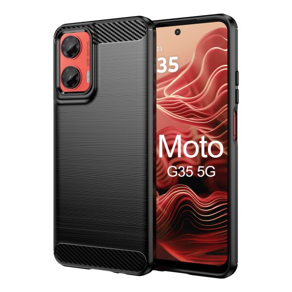 Carbon Hülle für Moto G35 Hülle Handyhülle Outdoor Handy Tasche Bumper Case Back Cover