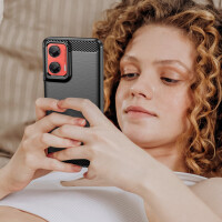 Carbon Hülle für Moto G35 Hülle Handyhülle Outdoor Handy Tasche Bumper Case Back Cover