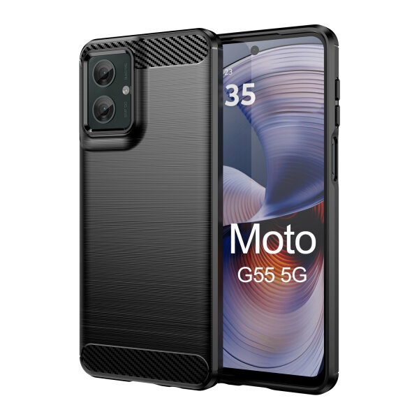 Carbon Hülle für Moto G55 Hülle Handyhülle Outdoor Handy Tasche Bumper Case Back Cover