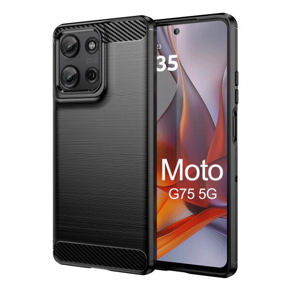 Carbon Hülle für Moto G75 Hülle Handyhülle Outdoor Handy Tasche Bumper Case Back Cover