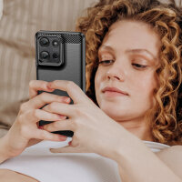 Carbon Hülle für Moto G75 Hülle Handyhülle Outdoor Handy Tasche Bumper Case Back Cover