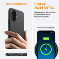 Hülle für Apple iPhone 16 Handyhülle Back Cover Silikon Case Bumper in Schwarz