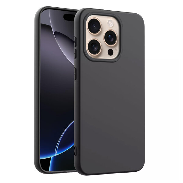 Hülle für Apple iPhone 16 Pro Handyhülle Back Cover Silikon Case Bumper in Schwarz