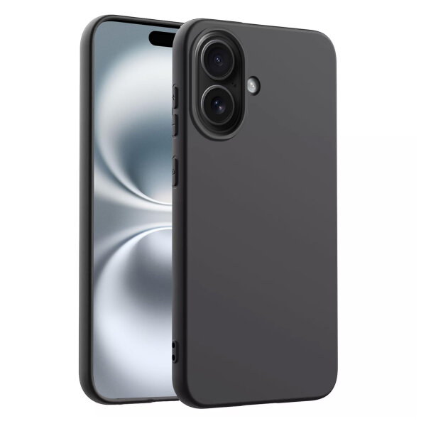 Hülle für Apple iPhone 16 Plus Handyhülle Back Cover Silikon Case Bumper in Schwarz